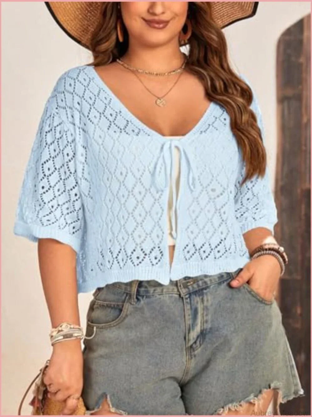 Plus Size Crochet Cardigan Open Front Lightweight Knitwear Beach Cover Up